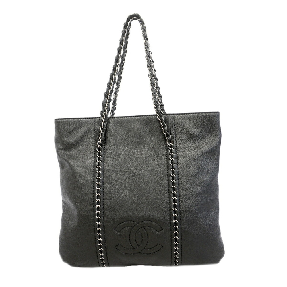 Chanel Tote Bag / Chain Shoulder Leather Black Women's P3488509
